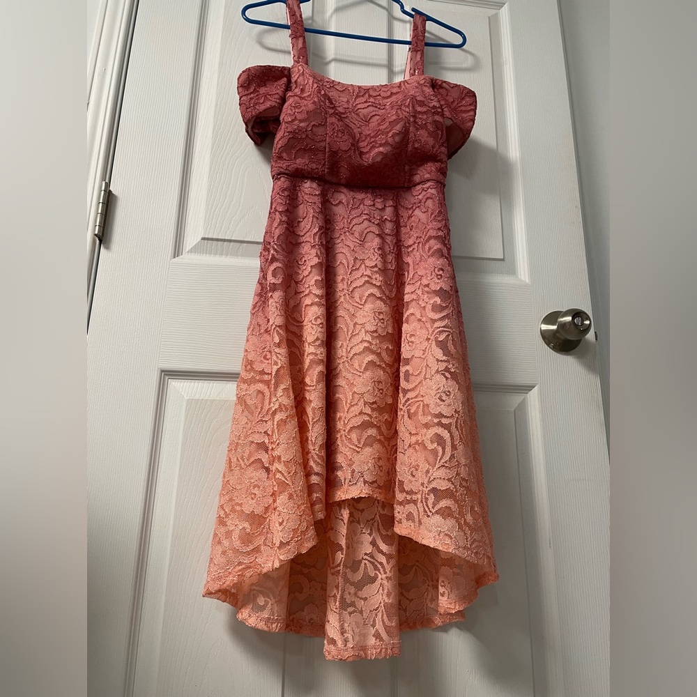 Pink Ombré Le Chateau Dress High-Low Hem Sparkly Prom Party XS - Picture 7 of 16